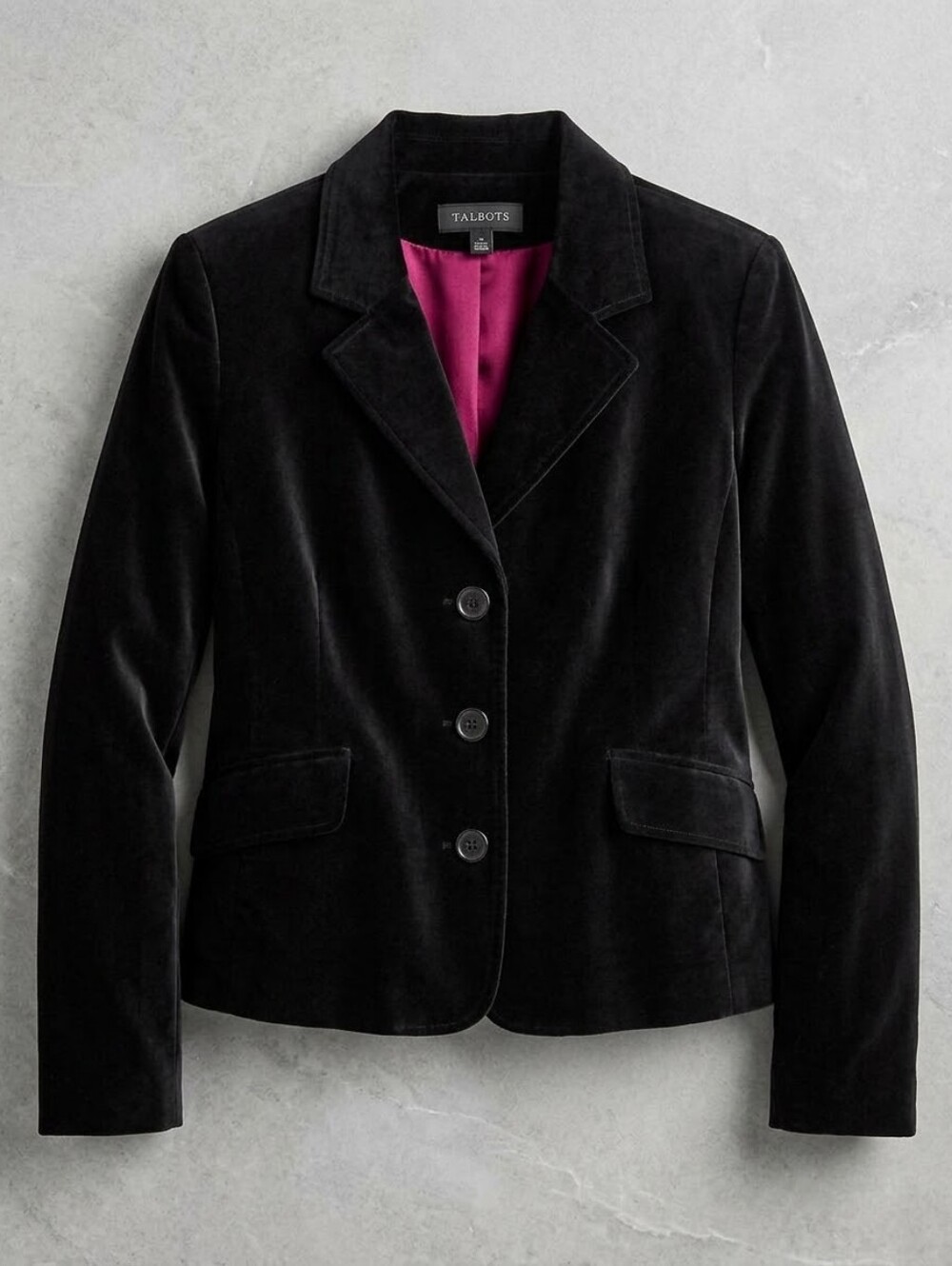 Colebrook Classics Black Velvet Blazer Womens XL Magenta Purple Lined Jacket